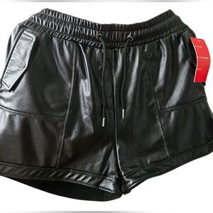 Black Faux Leather Women's Shorts